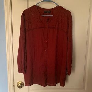 Lane Bryant Women's Burgundy Button-Down Shirt